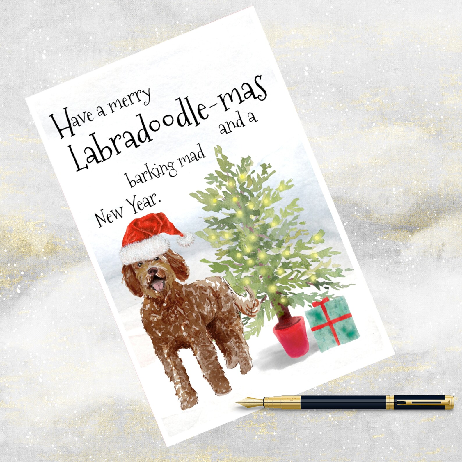 Labradoodle Dog Christmas Card Dog Christmas Cards Etsy Italia