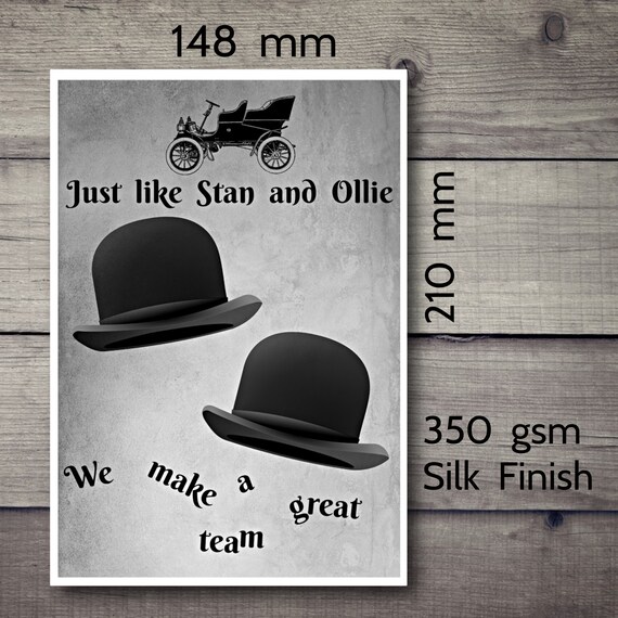 FREE 1ST CLASS POSTING /'LAUREL /& HARDY/' A5 BIRTHDAY//CHRISTMAS CARD ANY OCCASION