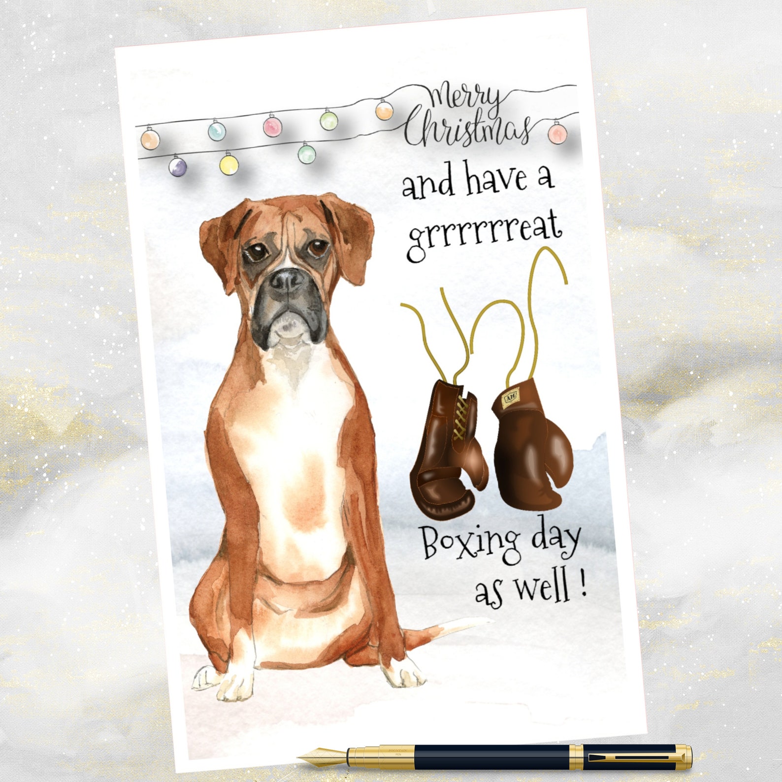 Boxer Dog Christmas Cards 