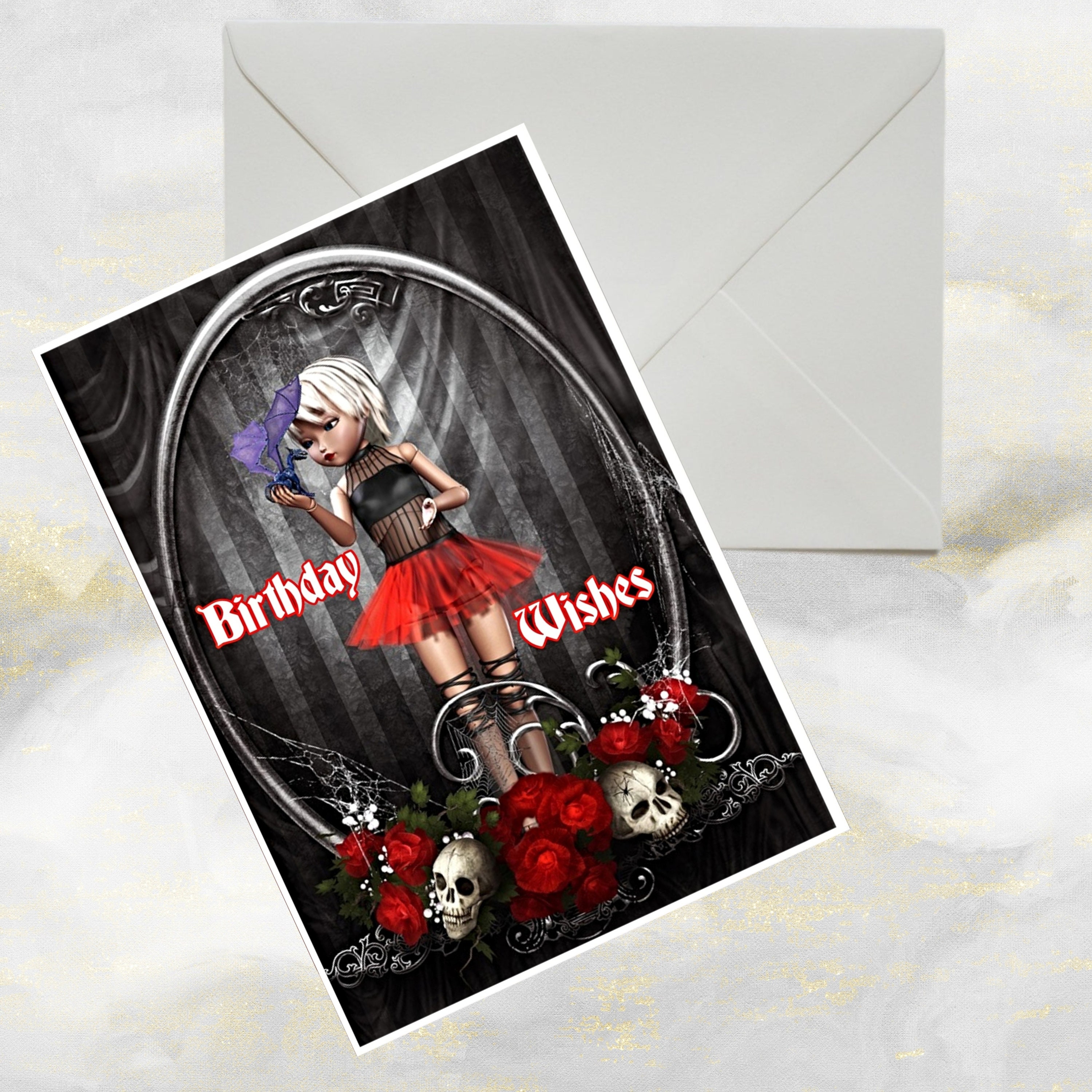 Gothic Birthday Card Gothic Greetings Card Gothic Girl Goth - Etsy UK