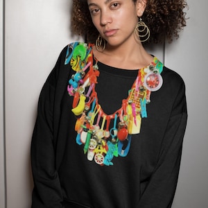Vintage 80's deals plastic charm necklace