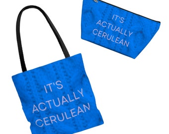 Cerulean Tote and Cosmetic Bag Combo, Devil Wears Prada, Canvas Tote Bag, Beach Bag, Travel Bag, Reusable Shopping Bag, Y2K Fashion