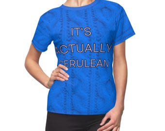 T-shirt It's Actually Cerulean, blauwe kabelgebreide trui, Devil Wears Prada, Miranda Priestly, modieus T-shirt