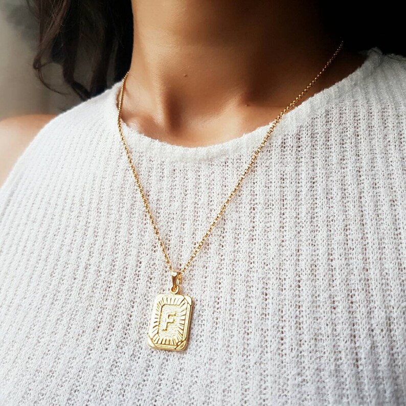 Letter Necklace Gold Initial Necklace Personalized | Etsy