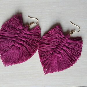 Macrame Feathertassel Earringsmacrame Earringsbridesmaid - Etsy