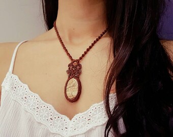 Jasper Macrame Necklace,Jasper Pendant,Minimalist Necklace,Jasper Gemstone Pendant,Jasper Choker,Healing Stone Jewelry,Collar Micro Macrame,