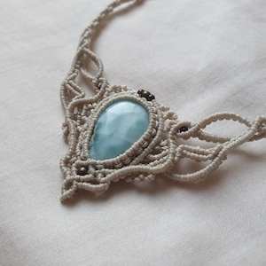 Colar Larimar, Colar Larimar Macrame, Colares Larimar, Colar Larimar, Micro Macrame, Jóias Macrame, Jóias Larimar, Jóias de Casamento