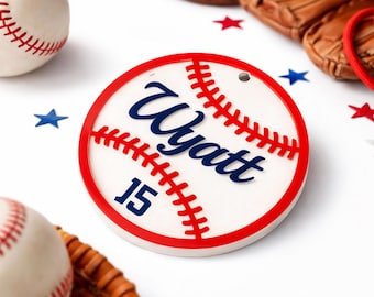 Personalized Baseball Bag Tag – Custom Name & Number