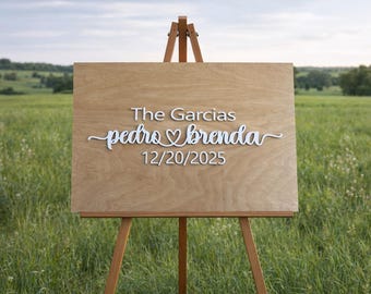 Personalized Wood Wedding Guest Book Alternative - 3D Family Name Sign
