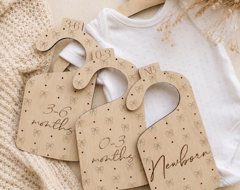 Wooden Baby Closet Dividers, Floral Nursery Organizer, Newborn to 24 Months Storage
