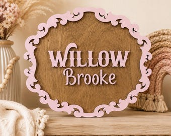 Personalized Wooden Nursery Name Sign | Custom Baby Girl Wall Decor | Boho Western Nursery decor