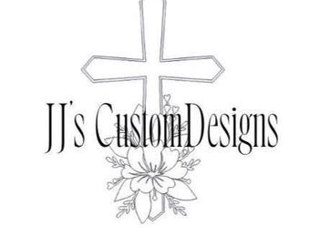 Cross and flower single line svg