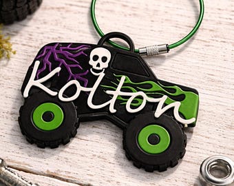 Monster truck bag tag
