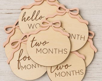 Baby Milestone Markers – Monthly Photo Props with Bow Detail (Set)