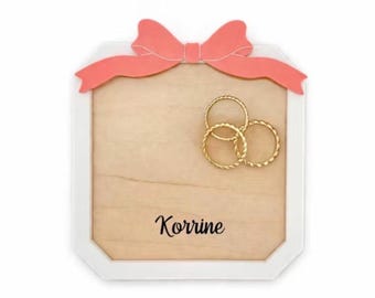 Personalized Bow Earring Holder | Custom Name Jewelry Organizer | Girls Room Decor