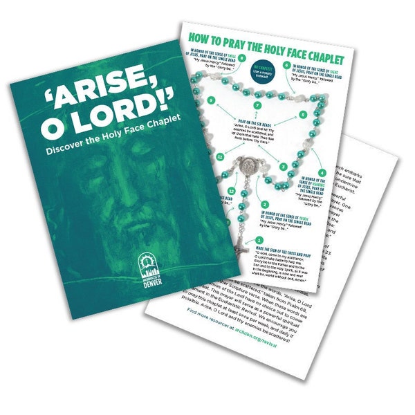 Arise O Lord! Discover the Holy Face Chaplet Holy Card, NEW Bulk Packs of 50 & 100 cards