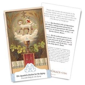 The Apostolic Pardon, Powerful Help for the Dying Holy Card - Bulk Packs of 50 & 100 cards (NEW 2026 Translation)
