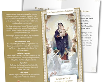 Regina Caeli, Queen of Heaven, Printable Prayer Card, Catholic Easter