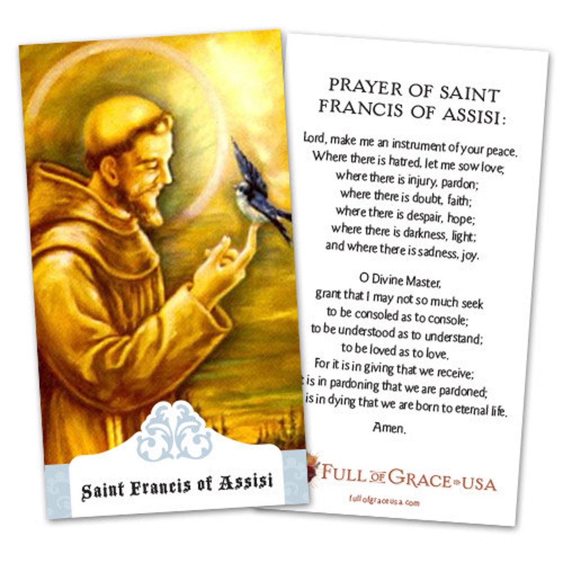 The Prayer of St. Francis of Assisi Holy Card Bulk Packs of 50 & 100