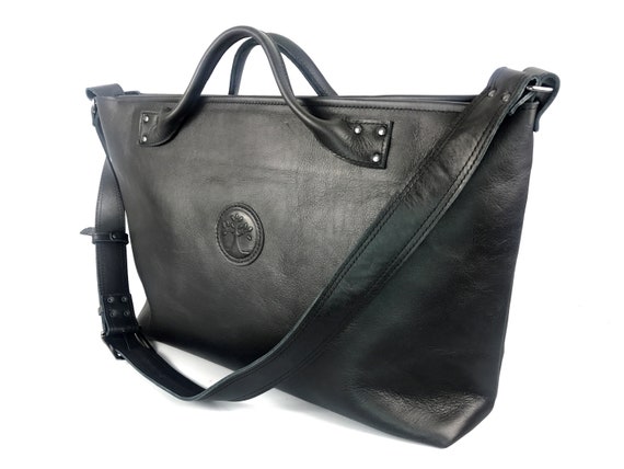 black leather man purse