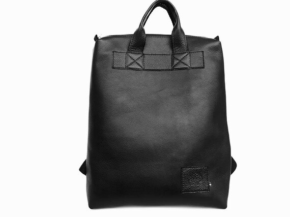 black genuine leather backpack