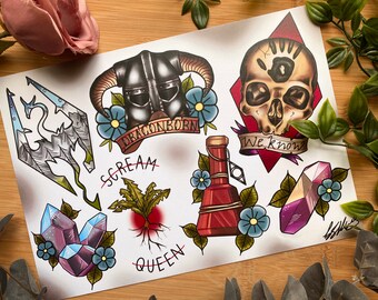 Tattoo Flash Sheet Etsy