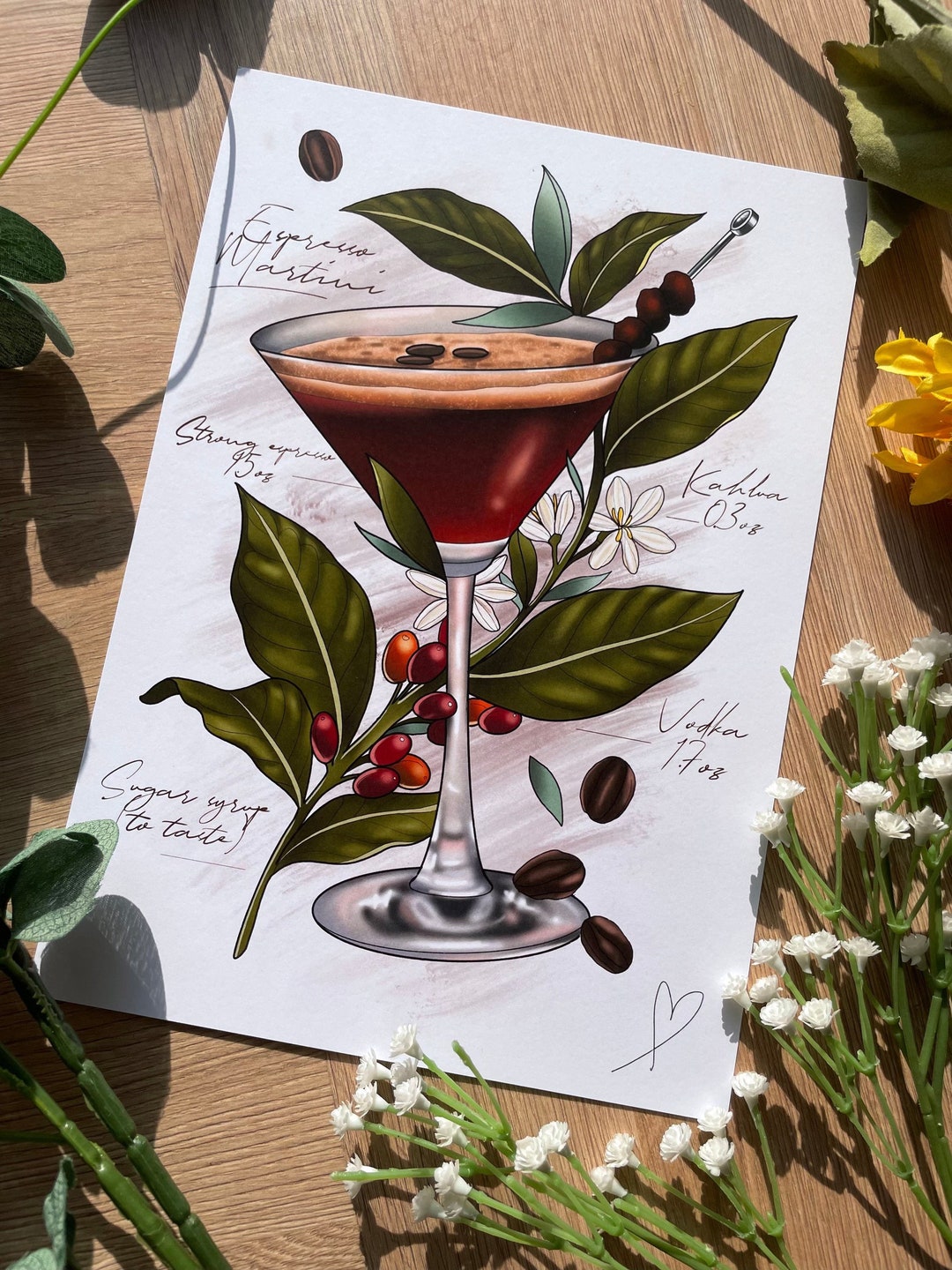 Espresso Martini Cute Cocktail Print Tattoo Style Recipe Etsy