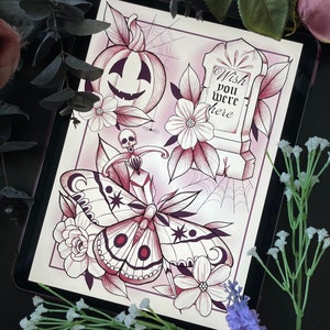 Illustrations effrayantes de style tatouage d'Halloween