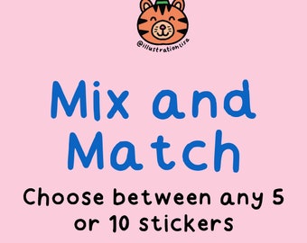 Mix and Match | Die Cut Stickers | Scrapbooking | Bujo | Illustration | Laptop Stickers |