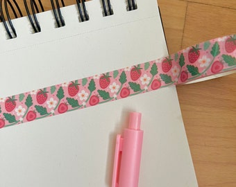 Strawberries Washi Tape | 15mm x 10m | Masking Tape | Scrapbooking | Journaling | Stationery | Patterned Tape