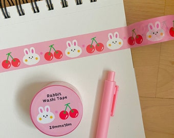 Cute Kawaii Bunny Washi Tape | 20mm x 10m | Ideal for Scrapbooking & Stationery