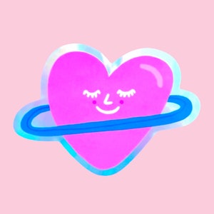 Heart Planet holographic sticker