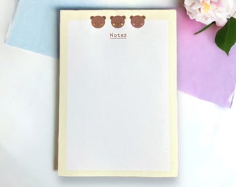 Kawaii Bear A6 Notepad | Plain Pad | Doodle Pad| Desk Pad