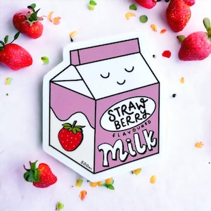 Strawberry Milk Carton Vinyl Sticker