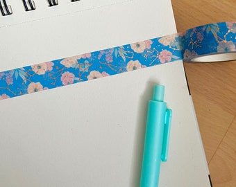 Japanese Floral Washi Tape | 15mm x 10m | Masking Tape | Scrapbooking | Journaling | Stationery | Patterned Tape