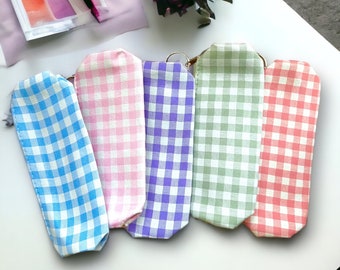 Slim, Small Lightweight Plaid Pencil Case