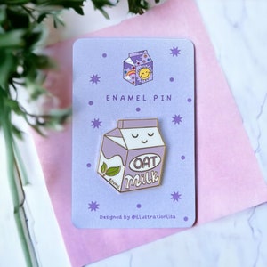 Kawaii Oat Milk Carton Enamel Pin | Lapel Pin | Accessory for jacket, tote bag | Birthday gift