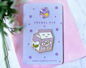 Kawaii Oat Milk Carton Enamel Pin | Lapel Pin | Accessory for jacket, tote bag | Birthday gift