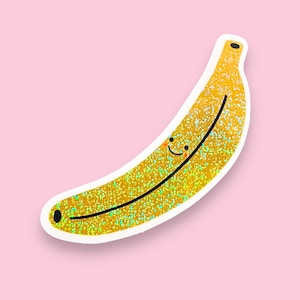 Glittery Banana Sticker - Colourful Sticker for Scrapbooking and Journaling