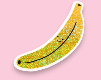 Glittery Banana Sticker - Colourful Sticker for Scrapbooking and Journaling