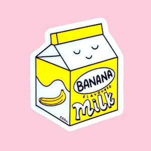 Banana Milk Carton Sticker - Fun Vinyl Sticker for Laptops or Water Bottles