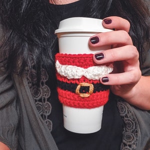 Santa Mustache Cozy Crochet Pattern Coffee Sleeve PDF Printable Instant Download image 2