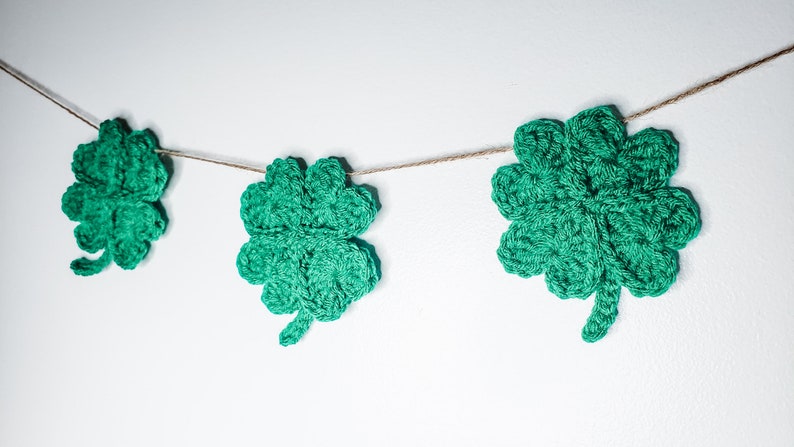 Crochet Shamrock Garland Pattern Four Leaf Clover PDF Printable Instant Download image 5