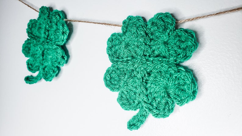 Crochet Shamrock Garland Pattern Four Leaf Clover PDF Printable Instant Download image 2