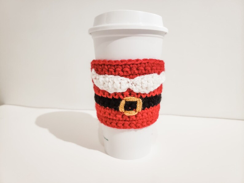 Santa Mustache Cozy Crochet Pattern Coffee Sleeve PDF Printable Instant Download image 3