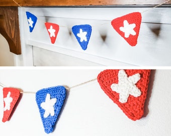 Patriotic Garland Crochet Pattern | PDF Printable Instant Download