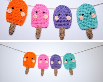 Popsicle Garland - Crochet Pattern | PDF Printable Instant Download