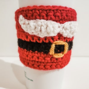 Santa Mustache Cozy Crochet Pattern Coffee Sleeve PDF Printable Instant Download image 4