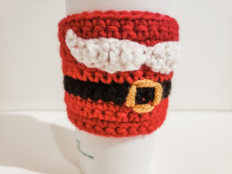 Santa Mustache Cozy Crochet Pattern Coffee Sleeve PDF Printable Instant Download image 4