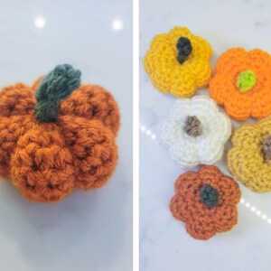 Crochet Mini Pumpkins in various colors.